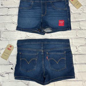 NEW Girls Levis Pull On Shorts Denim Blue Super Soft Flex Stretch Size 12